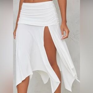 PrettyLittleThing Asymmetrical White Skirt